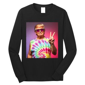 Trump Tiedye Hippie Sunglasses – Funny Peace Symbol Donald Long Sleeve Shirt