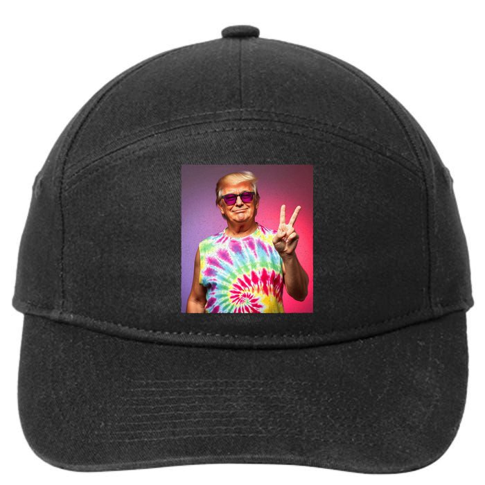 Trump Tiedye Hippie Sunglasses – Funny Peace Symbol Donald 7-Panel Snapback Hat