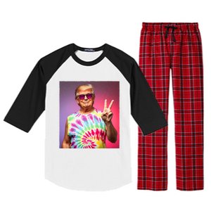 Trump Tiedye Hippie Sunglasses – Funny Peace Symbol Donald Raglan Sleeve Pajama Set