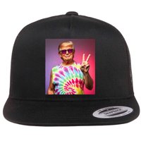 Trump Tiedye Hippie Sunglasses – Funny Peace Symbol Donald Flat Bill Trucker Hat