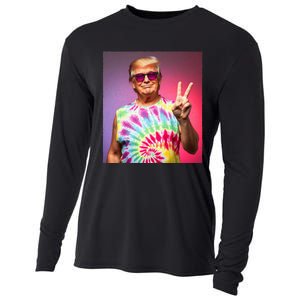 Trump Tiedye Hippie Sunglasses – Funny Peace Symbol Donald Cooling Performance Long Sleeve Crew