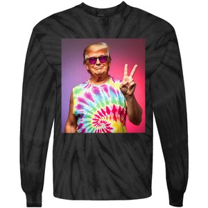 Trump Tiedye Hippie Sunglasses – Funny Peace Symbol Donald Tie-Dye Long Sleeve Shirt