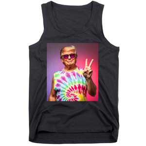 Trump Tiedye Hippie Sunglasses – Funny Peace Symbol Donald Tank Top