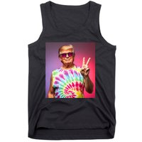 Trump Tiedye Hippie Sunglasses – Funny Peace Symbol Donald Tank Top