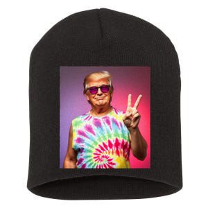 Trump Tiedye Hippie Sunglasses – Funny Peace Symbol Donald Short Acrylic Beanie