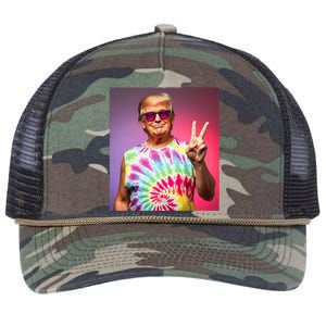 Trump Tiedye Hippie Sunglasses – Funny Peace Symbol Donald Retro Rope Trucker Hat Cap