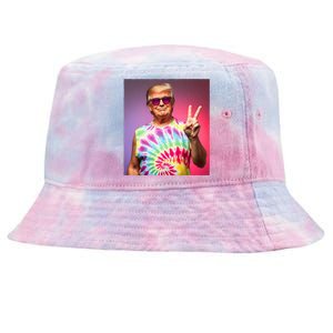 Trump Tiedye Hippie Sunglasses – Funny Peace Symbol Donald Tie-Dyed Bucket Hat