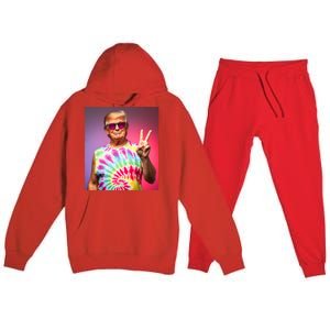 Trump Tiedye Hippie Sunglasses – Funny Peace Symbol Donald Premium Hooded Sweatsuit Set