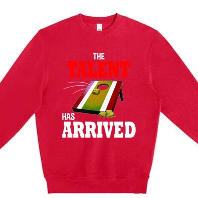 The Talent Has Arrived Cornhole Player Papa Grandpa Gift Premium Crewneck Sweatshirt