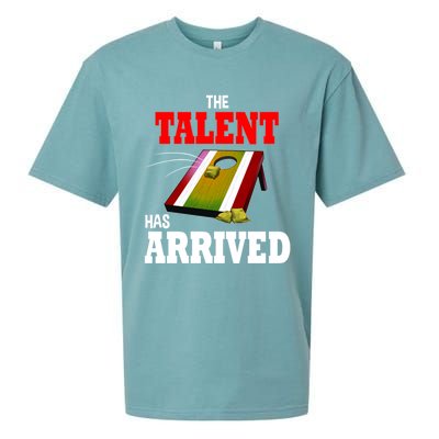 The Talent Has Arrived Cornhole Player Papa Grandpa Gift Sueded Cloud Jersey T-Shirt