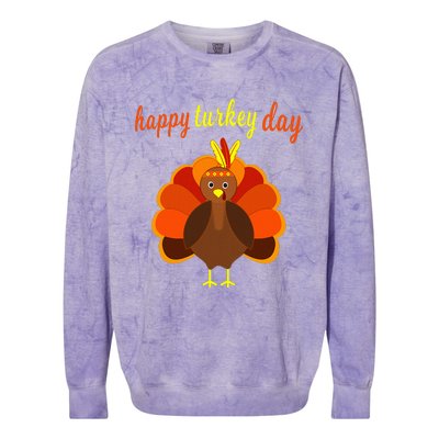 Thanksgiving Turkey Happy Turkey Day Colorblast Crewneck Sweatshirt