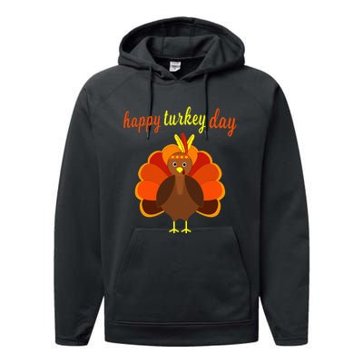 Thanksgiving Turkey Happy Turkey Day Performance Fleece Hoodie