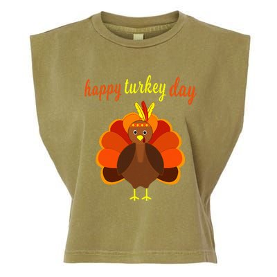 Thanksgiving Turkey Happy Turkey Day Garment-Dyed Women's Muscle Tee