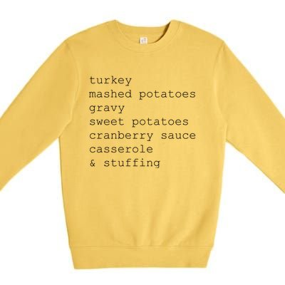 Turkey Thanksgiving Holiday Food Guide Premium Crewneck Sweatshirt