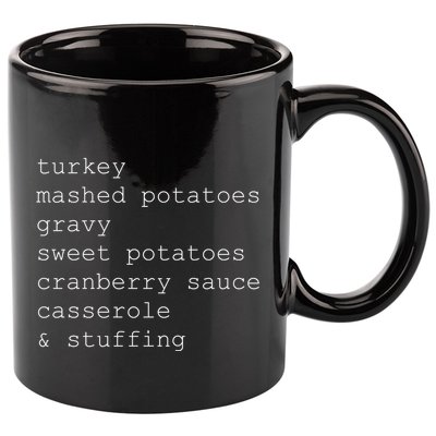 Turkey Thanksgiving Holiday Food Guide 11oz C Handle Ceramic Mug