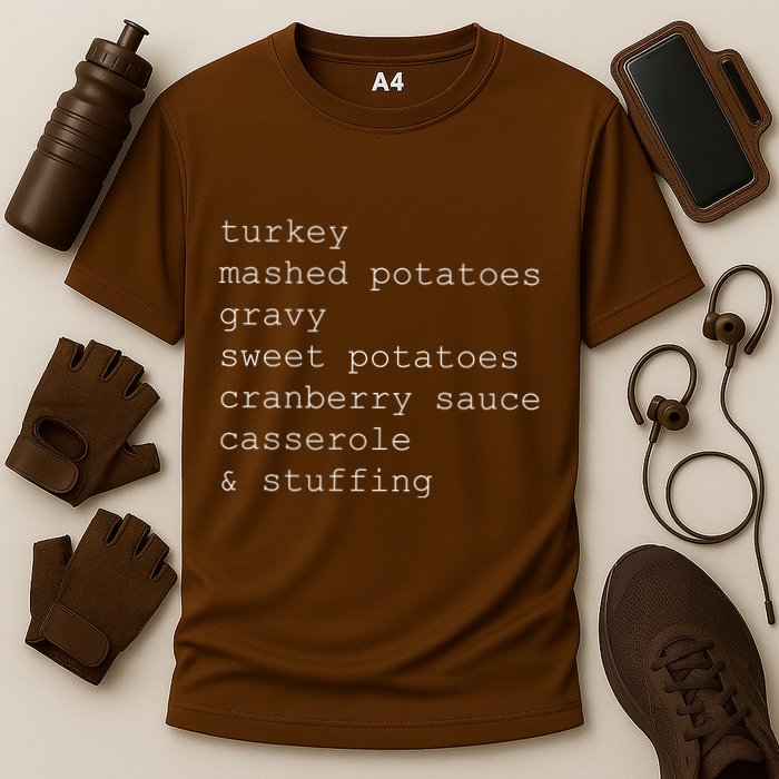 Turkey Thanksgiving Holiday Food Guide Cooling Performance Crew T-Shirt