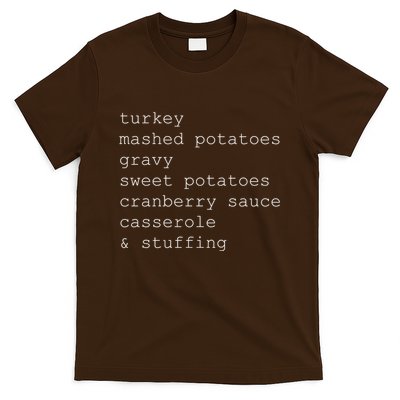 Turkey Thanksgiving Holiday Food Guide T-Shirt