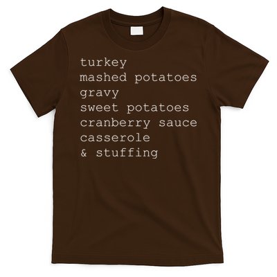 Turkey Thanksgiving Holiday Food Guide T-Shirt