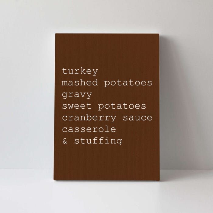 Turkey Thanksgiving Holiday Food Guide Canvas