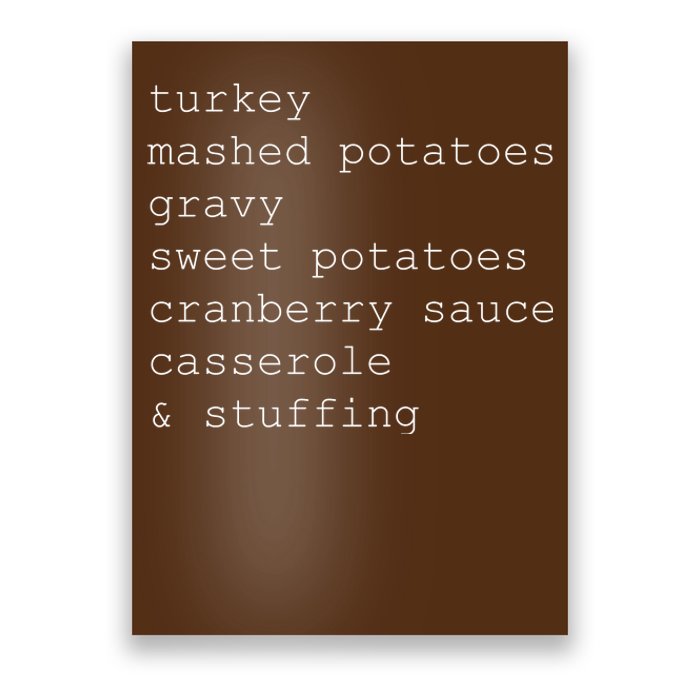 Turkey Thanksgiving Holiday Food Guide Poster