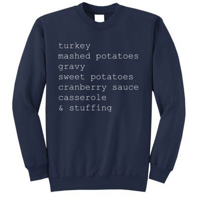 Turkey Thanksgiving Holiday Food Guide Sweatshirt