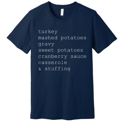 Turkey Thanksgiving Holiday Food Guide Premium T-Shirt