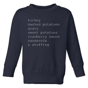 Turkey Thanksgiving Holiday Food Guide Toddler Sweatshirt