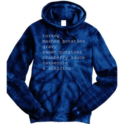 Turkey Thanksgiving Holiday Food Guide Tie Dye Hoodie