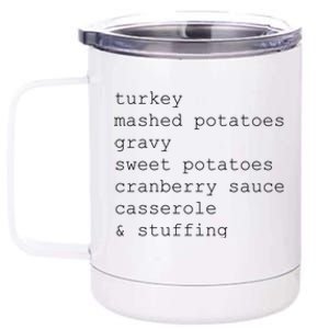 Turkey Thanksgiving Holiday Food Guide 12 oz Stainless Steel Tumbler Cup