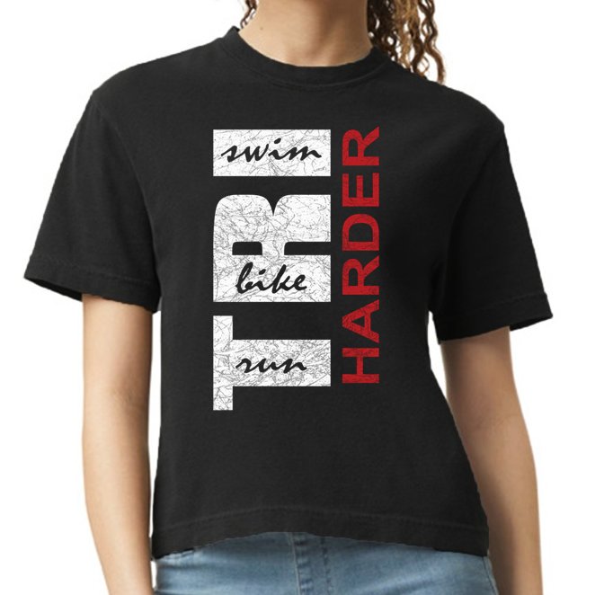Triathletes Tri Harder Swim Bike Run Triathlon Inspired Cool Gift Comfort Colors Boxy T-Shirt