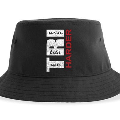 Triathletes Tri Harder Swim Bike Run Triathlon Inspired Cool Gift Sustainable Bucket Hat