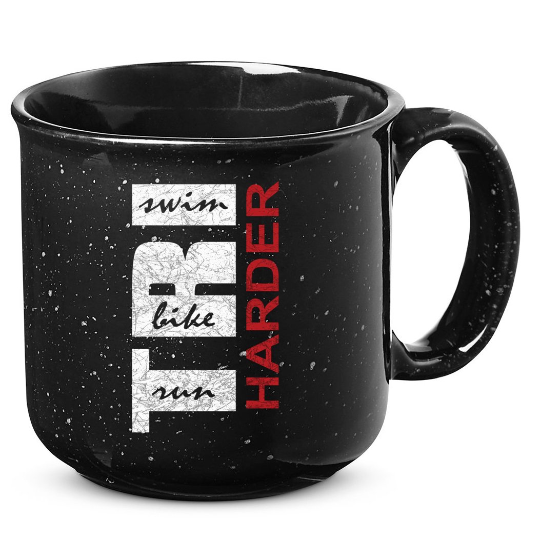 Triathletes Tri Harder Swim Bike Run Triathlon Inspired Cool Gift 15oz Campfire Ceramic Mug