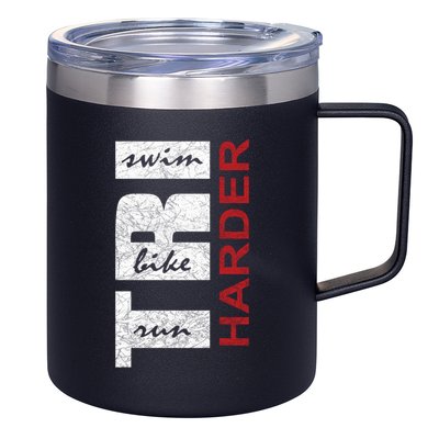 Triathletes Tri Harder Swim Bike Run Triathlon Inspired Cool Gift 12oz Stainless Steel Coffee Mug