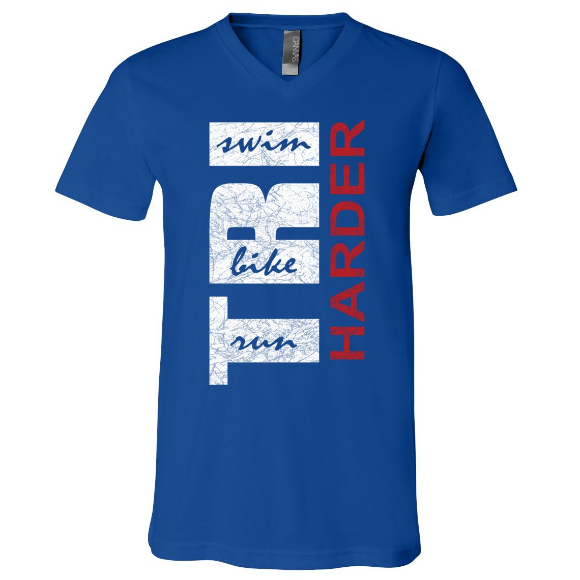 Triathletes Tri Harder Swim Bike Run Triathlon Inspired Cool Gift V-Neck T-Shirt