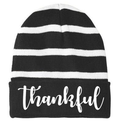 Thankful Striped Beanie with Solid Band