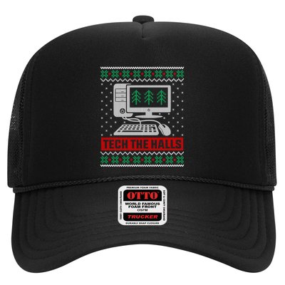 Tech The Halls Computer Geek Ugly Christmas Cool Gift Trucker Hat