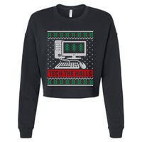 Tech The Halls Computer Geek Ugly Christmas Cool Gift Cropped Pullover Crew