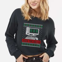 Tech The Halls Computer Geek Ugly Christmas Cool Gift Cropped Pullover Crew