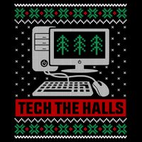Tech The Halls Computer Geek Ugly Christmas Cool Gift Cropped Pullover Crew