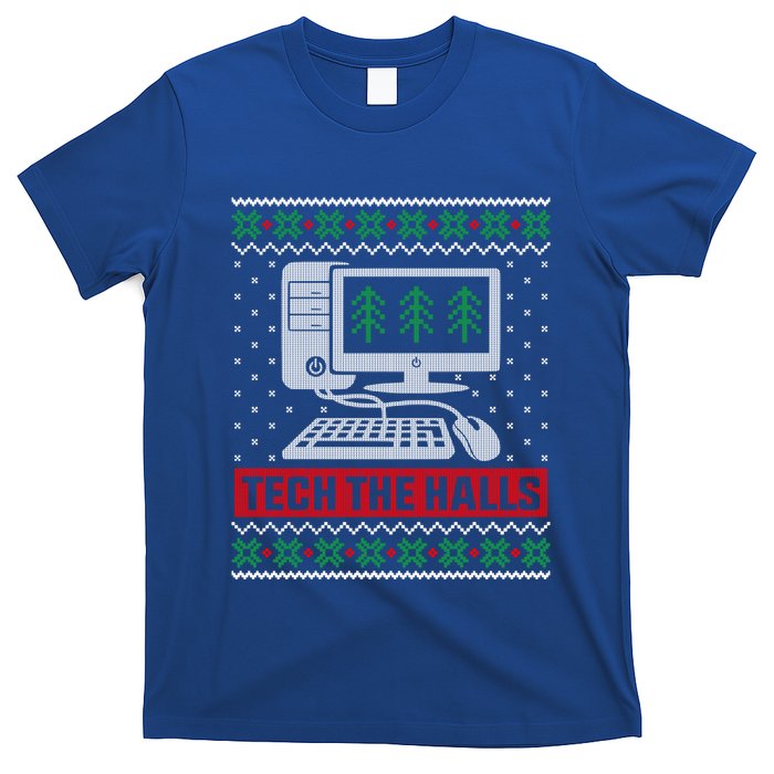 Tech The Halls Computer Geek Ugly Christmas Cool Gift T-Shirt