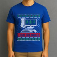 Tech The Halls Computer Geek Ugly Christmas Cool Gift T-Shirt
