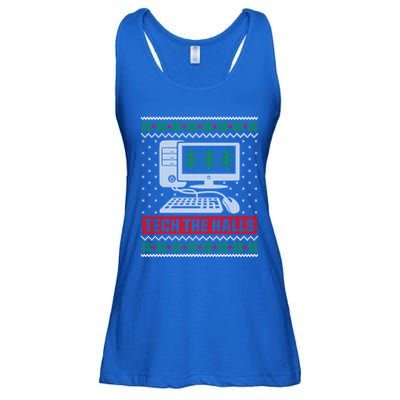 Tech The Halls Computer Geek Ugly Christmas Cool Gift Ladies Essential Flowy Tank
