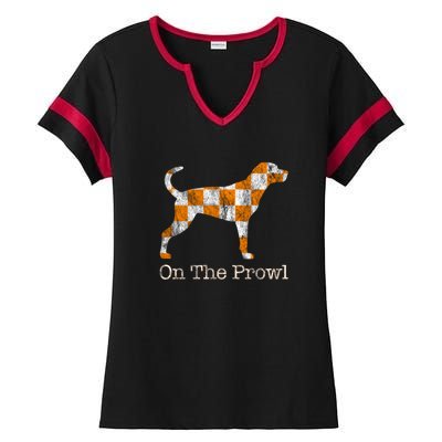 Tennessee TN Hound On The Prowl Vol Dog Knoxville Fan Game Gift Ladies Halftime Notch Neck Tee