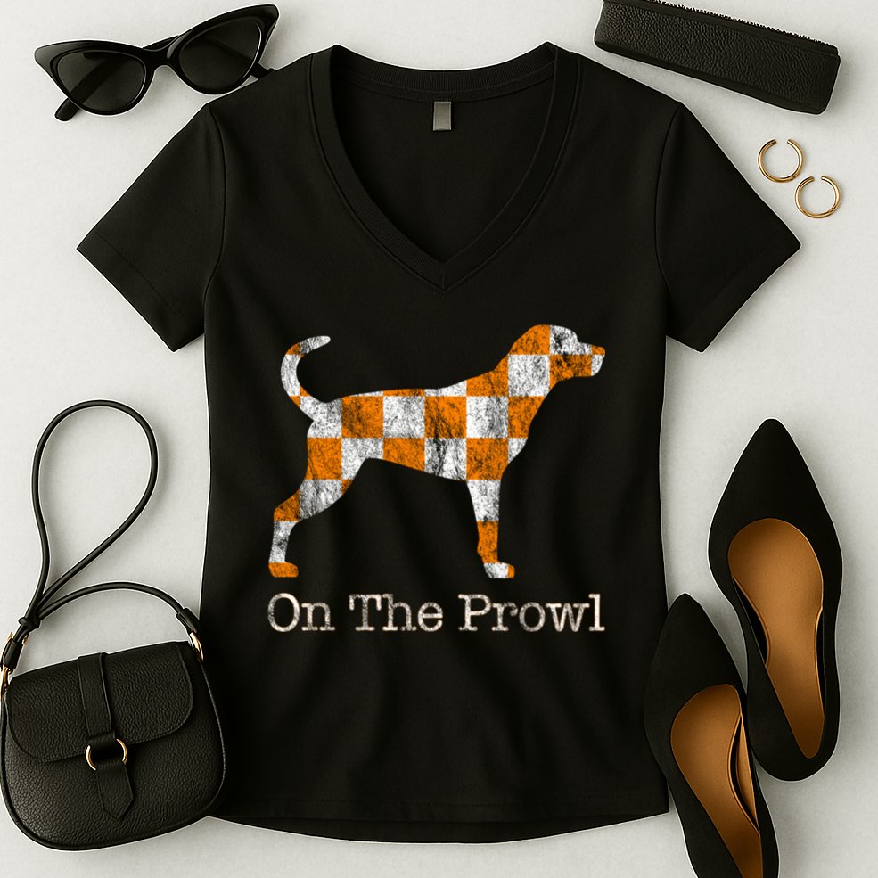 Tennessee TN Hound On The Prowl Vol Dog Knoxville Fan Game Gift Women's V-Neck T-Shirt