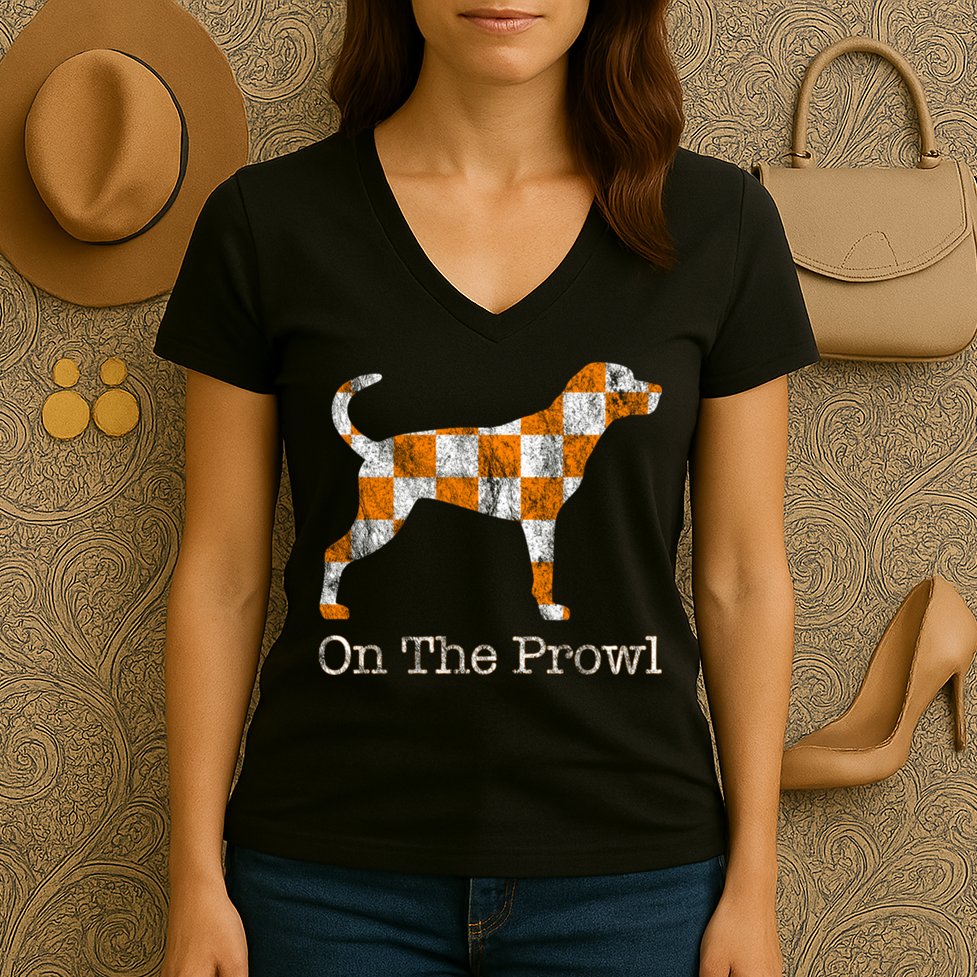 Tennessee TN Hound On The Prowl Vol Dog Knoxville Fan Game Gift Women's V-Neck T-Shirt