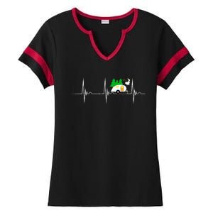 Teardrop Trailer Heartbeat Camping Pulse Line EKG RV Ladies Halftime Notch Neck Tee