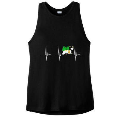 Teardrop Trailer Heartbeat Camping Pulse Line EKG RV Ladies PosiCharge Tri-Blend Wicking Tank