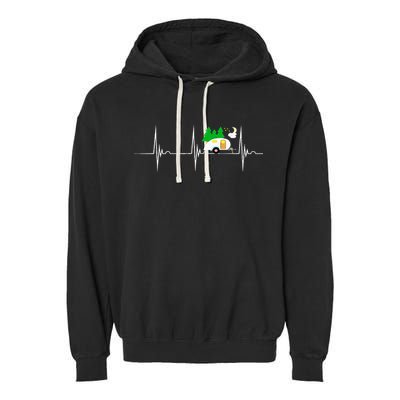 Teardrop Trailer Heartbeat Camping Pulse Line EKG RV Garment-Dyed Fleece Hoodie