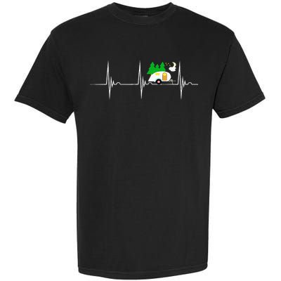 Teardrop Trailer Heartbeat Camping Pulse Line EKG RV Garment-Dyed Heavyweight T-Shirt