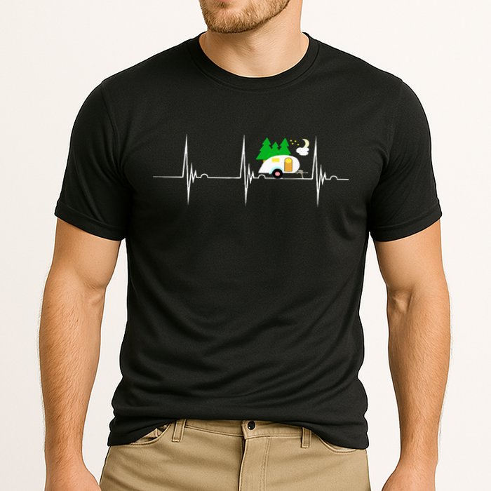 Teardrop Trailer Heartbeat Camping Pulse Line EKG RV Performance Shirt